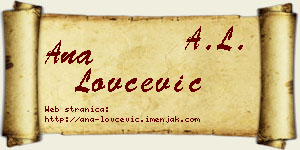 Ana Lovčević vizit kartica